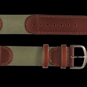 MWC 18mm Retro Leather and Fabric Combination Watch Strap