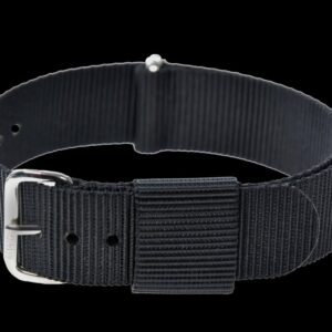 20mm US Pattern Black Military Watch Strap (chrome buckles)