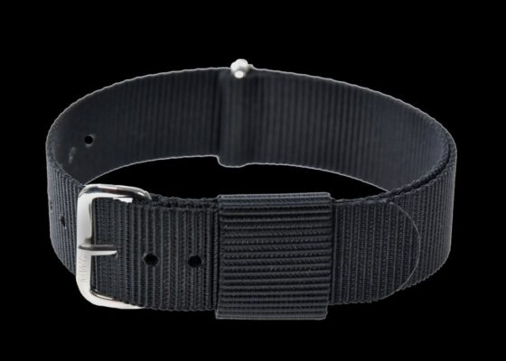 20mm US Pattern Black Military Watch Strap (chrome buckles)