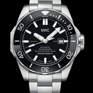 MWC 100atm / 3,280ft / 1000m Water Resistant Divers Watch in Stainless Steel Case with Helium Valve on a Matching Bracelet / 100% Swiss Made with Sellita SW200 26 Jewel Automatic Movement