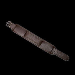 Brown 1950s Pattern 18mm Leather Military Watch Strap with Chrome Buckles