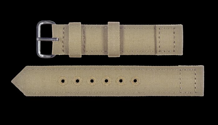 2 Piece Retro Pattern 18mm Khaki Canvas Military Watch Strap – The Ideal Strap for Older Military Watches