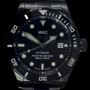 MWC Swiss Made 500m (1640ft) Water Resistant Automatic Divers Watch in Black PVD Stainless Steel With Sapphire Crystal, Ceramic Bezel and Helium Valve