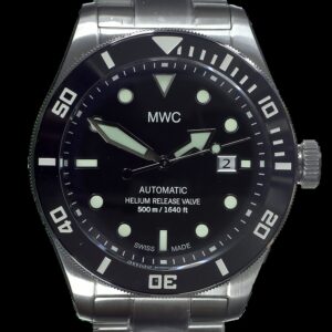 MWC Swiss Made 500m (1640ft) Water Resistant Automatic Divers Watch in Stainless Steel With Sapphire Crystal, Ceramic Bezel and Helium Valve