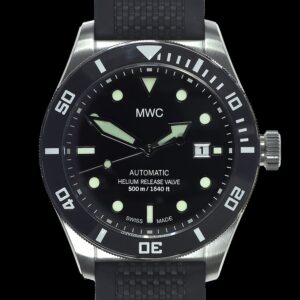 MWC Swiss Made 500m (1640ft) Water Resistant Automatic Divers Watch in Stainless Steel With Sapphire Crystal, Ceramic Bezel and Helium Valve