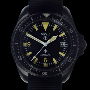 MWC 1999-2001 Pattern Black PVD Automatic Military Divers Watch with Retro Luminous Paint, Sapphire Crystal, 60 Hour Power Reserve