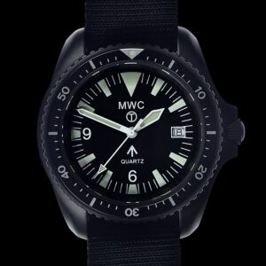 MWC 1999-2001 Pattern Black PVD Quartz Military Divers Watch with Sapphire Crystal and 10 Year Battery Life