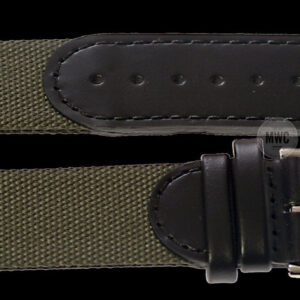 MWC 20mm Retro Leather and Fabric Combination Watch Strap