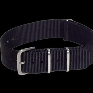 18mm Black NATO Military Watch Strap with Matt Stainless Fasteners