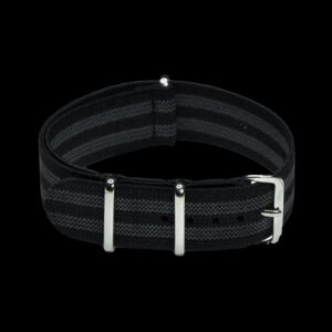 20mm Elasticated “Bond” Black and Grey NATO Military Watch Strap