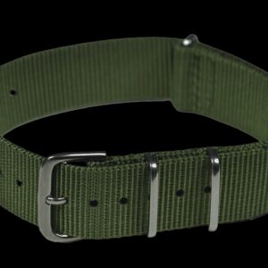 18mm Olive NATO Military Watch Strap with Stainless Steel Fasteners