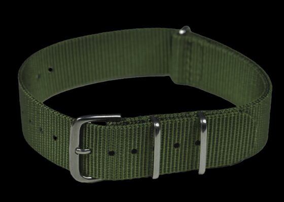 18mm Olive NATO Military Watch Strap with Stainless Steel Fasteners