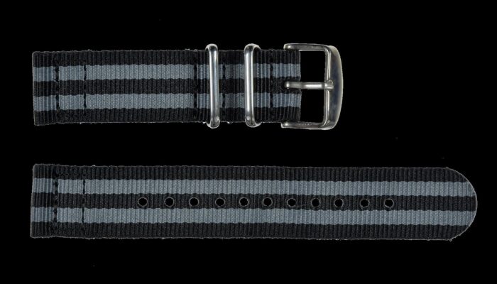 2 Piece 16mm “James Bond” Pattern NATO Military Watch Strap in Ballistic Nylon with Stainless Steel Fasteners