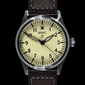 MWC Classic 40mm Cream Dial Stainless Steel Aviator Watch with Hybrid Movement and 100m Water Resistance