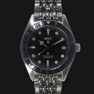 MWC Classic 1960s Pattern Dual Time Zone Automatic Divers Watch with Retro Luminous Paint and Sapphire Crystal on Matching Stainless Steel Bracelet