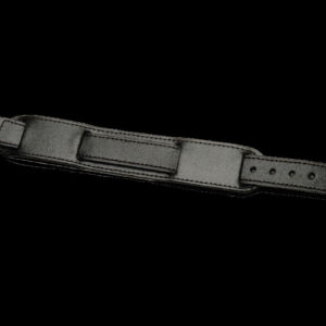 Black 1950s Pattern 20mm Leather Military Watch Strap with Chrome Buckles