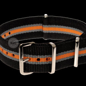 20mm Black, Grey and Tangerine NATO Military Watch Strap