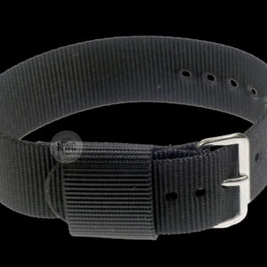 20mm US Pattern Black Military Watch Strap (Chrome Buckles)