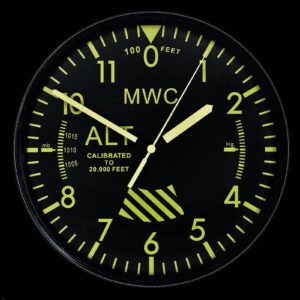MWC Limited Edition Altimeter Wall Clock with High Visibility Dial, Sweep Second Hand and a Silent Quartz Movement (Size 22.5 cm / approx 9″)