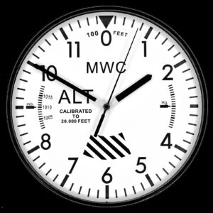 MWC Limited Edition Altimeter Wall Clock with White Dial, Silent Quartz Movement and Sweep Second Hand (Size 22.5 cm / approx 9″)