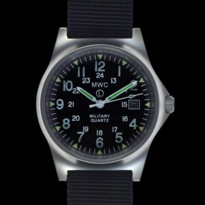 MWC G10 LM Stainless Steel Military Watch with Date Window and 12/24 Hour Dial Format