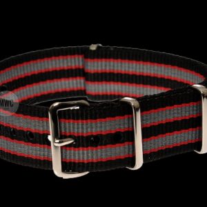 20mm Black, Red and Grey NATO Military Watch Strap