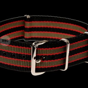 20mm Black, Red and Olive Green NATO Military Watch Strap