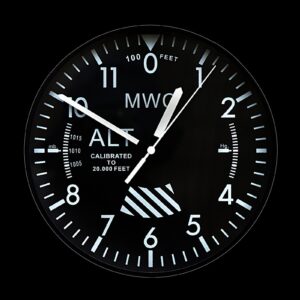 MWC Altimeter Wall Clock with a Sweep Second Hand and Silent Quartz Movement (Size 22.5 cm / approx 9″)