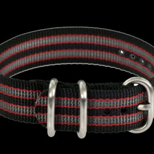 18mm black, Red and Grey Zulu Military Watch Strap