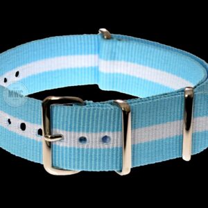 20mm Blue and White NATO Military Watch Strap / Argentina, Bavaria (Bayern), Israeli Colors