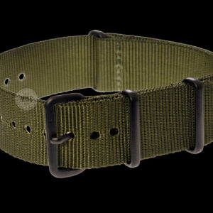 20mm Olive NATO Military Watch Strap with Covert Non Reflective Black PVD fittings
