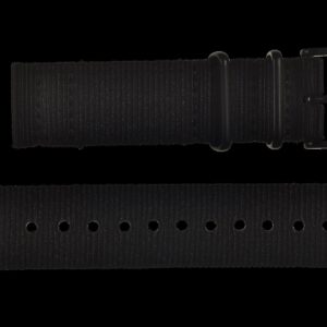 2 Piece 18mm Black NATO Military Watch Strap in Ballistic Nylon with Black PVD Fasteners