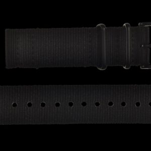 2 Piece 22mm PVD Black NATO Military Watch Strap in Ballistic Nylon