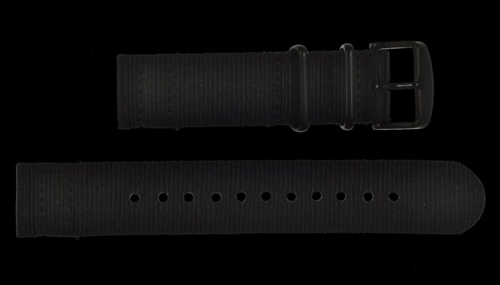 2 Piece 22mm PVD Black NATO Military Watch Strap in Ballistic Nylon