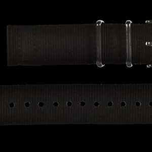 2 Piece 20mm Black NATO Military Watch Strap in Ballistic Nylon with Stainless Steel Fasteners