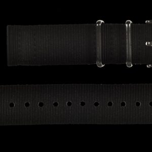 2 Piece 22mm Black NATO Military Watch Strap in Ballistic Nylon with Stainless Steel Fasteners