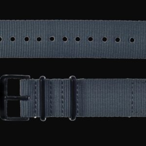 2 Piece 20mm Grey NATO Military Watch Strap in Ballistic Nylon with Black PVD Steel Fasteners