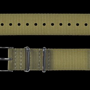 2 Piece 20mm Khaki NATO Military Watch Strap in Ballistic Nylon with Stainless Steel Fasteners