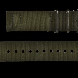 2 Piece 20mm Olive NATO Military Watch Strap in Ballistic Nylon with Stainless Steel Fasteners