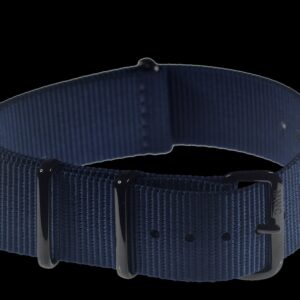 20mm Navy Blue NATO Watch Strap with Covert PVD Black Buckles